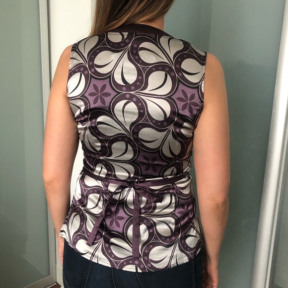 Vince Camuto Purple Pattern Kimono Style Top - Picture 4 of 6